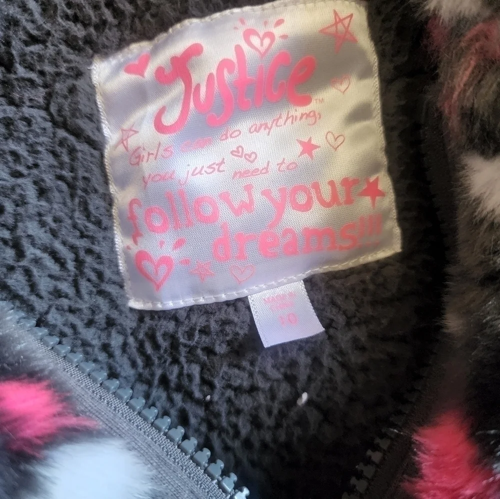 Justice Girls faux fur hooded poncho size 10